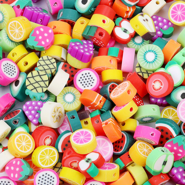 30/50/100pcs 10mm Mixed Fruit Beads Polymer Clay Beads Loose Beads For  Jewelry Making DIY